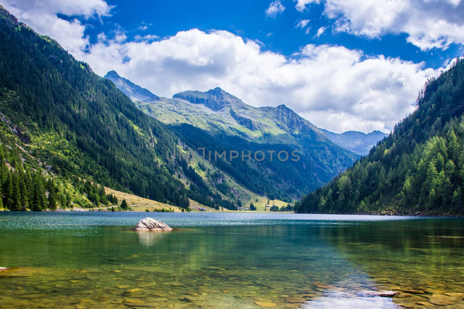 Mountain and lake in high Alps Austria