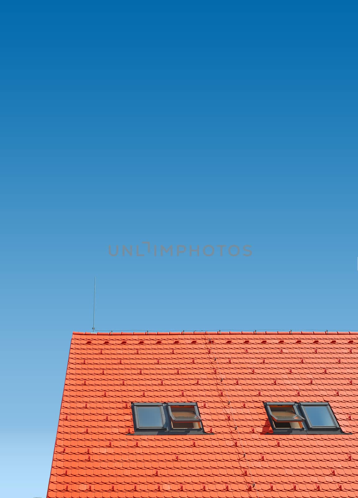 skylights on the roof, red plain tiles