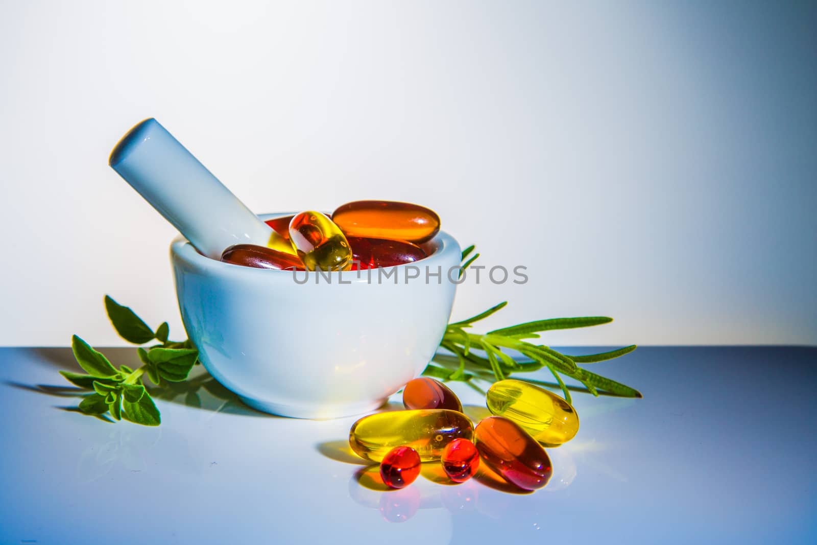 Capsules, Mortar and Pestle by castaldostudio