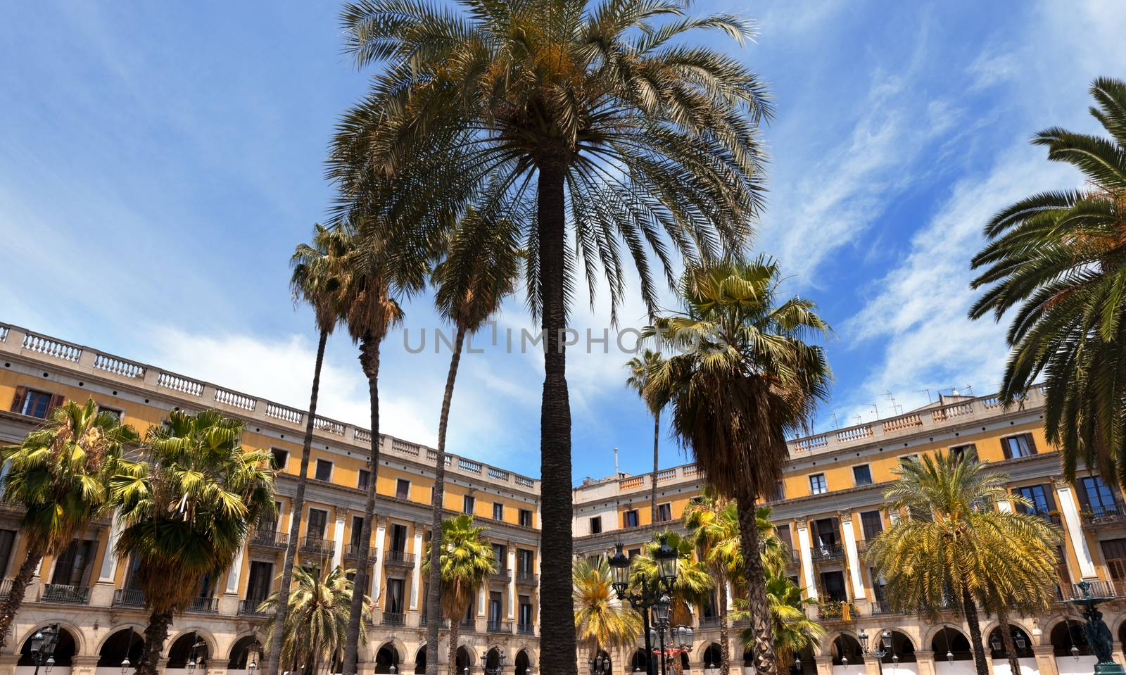 Placa Reial (in Spanish Plaza Real) meaning "Royal Plaza" is a square in the Barri Gotic of Barcelona, Catalonia, Spain. It lies next to La Rambla 