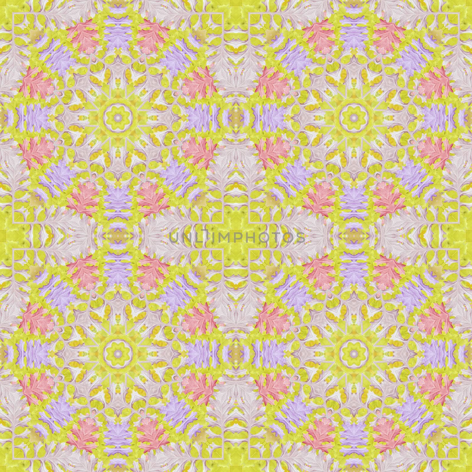 Artistic background, abstract seamless floral pattern with colorful leaves of plants