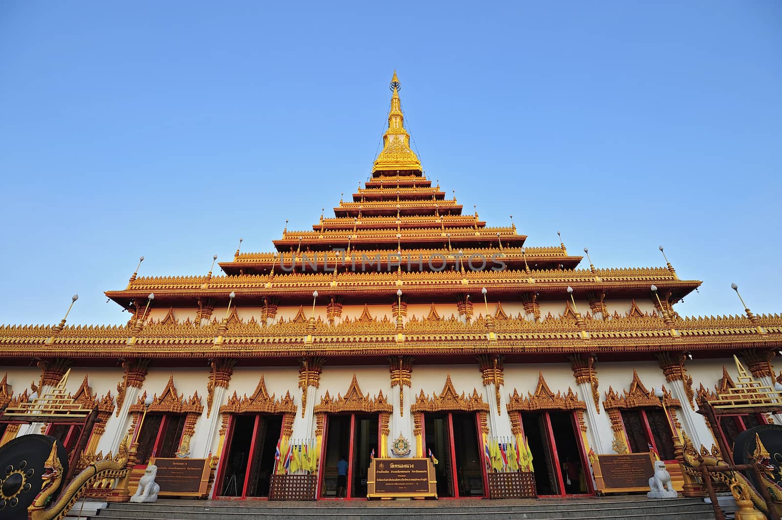 Golden pagoda at Wat Nong Wang temple, Khonkaen Thailand by think4photop