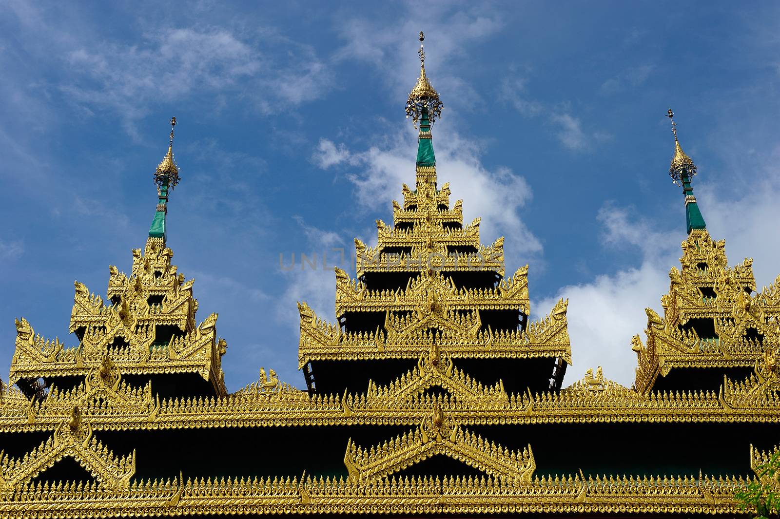 roof of temple in Sangkraburi, Kanchanaburi, Thailand by think4photop