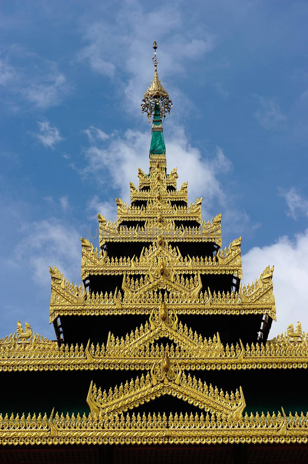 roof of temple in Sangkraburi, Kanchanaburi, Thailand by think4photop