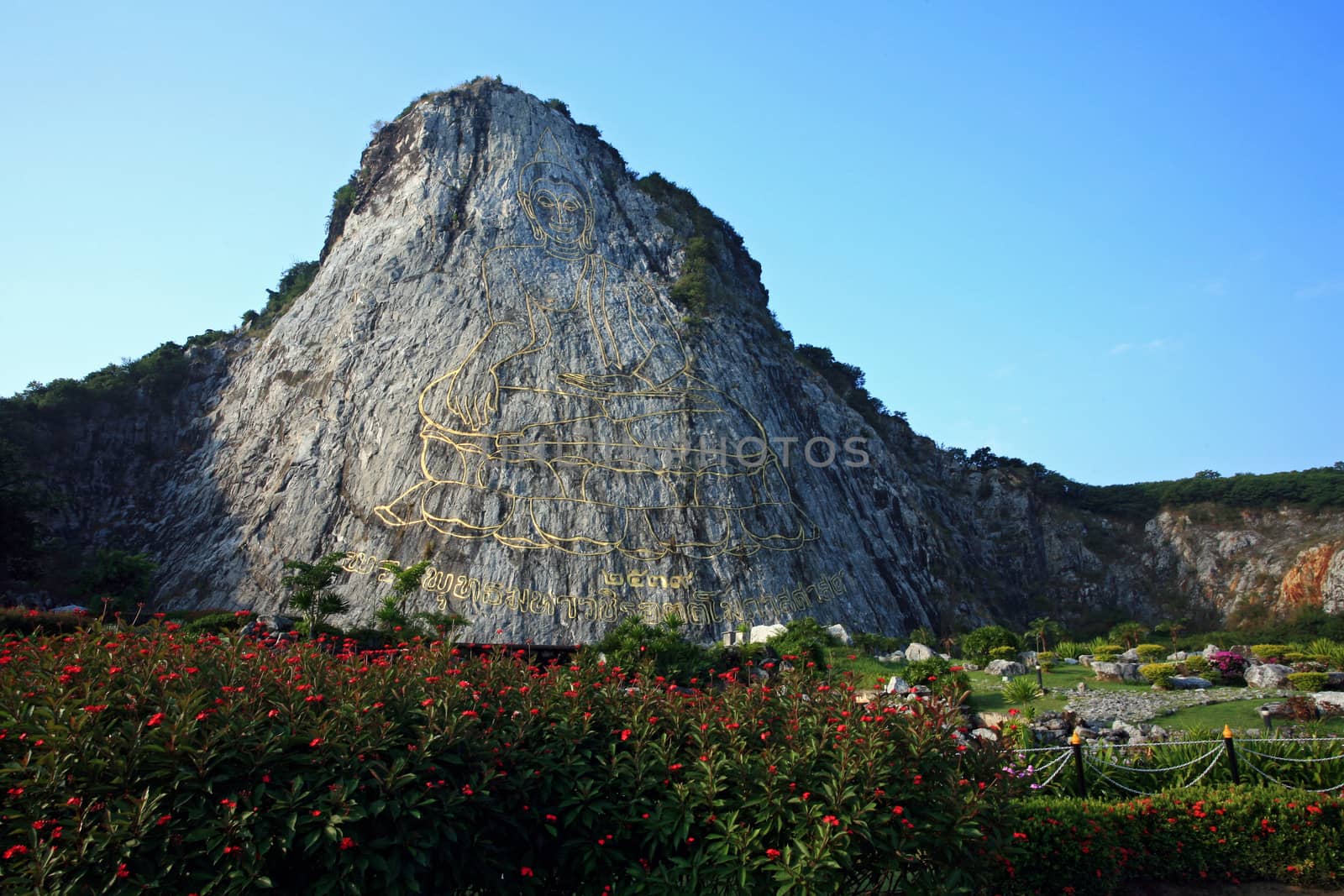 The most biggest buddha engraved with laser beam with 109 meters by think4photop