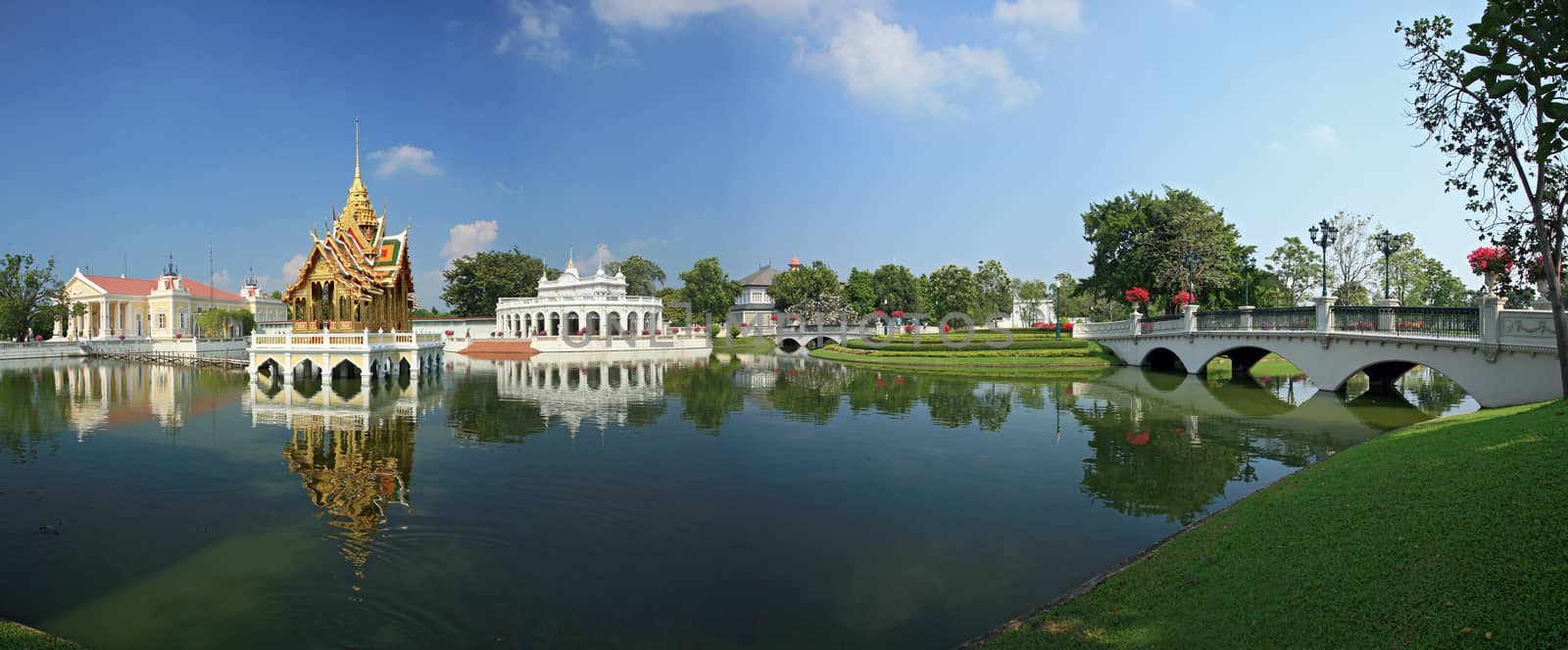 panoramic view of Bang Pa-In Palace in Thailand. by think4photop