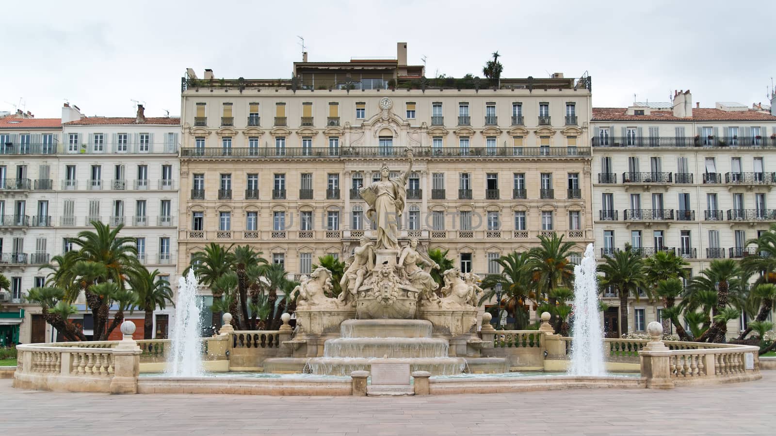 Place de la Libert�� - fountain of Liberty square in Toulon by furzyk73