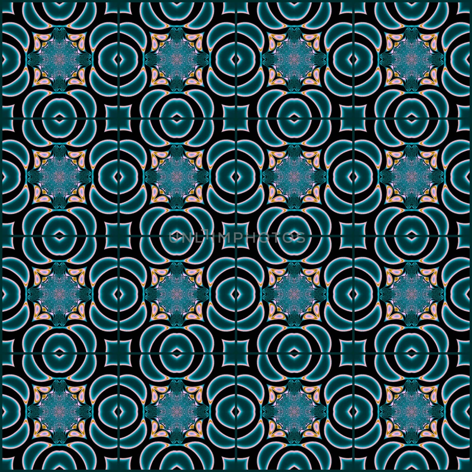 Digital computer graphic - geometric seamless ornament in a blue colors for design.