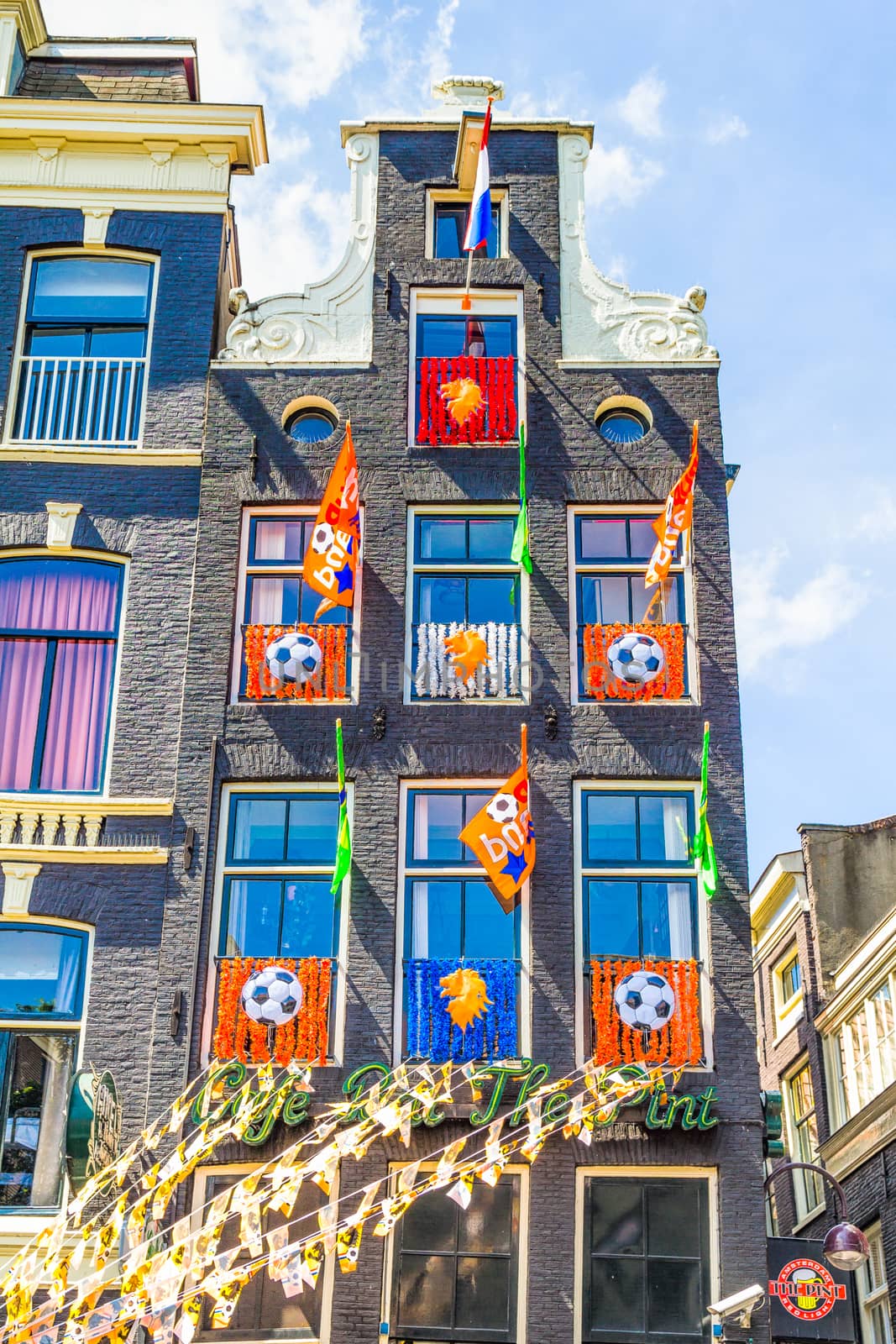 Netherlands. The city is full of orange, the historic national colour of the Netherlands.
