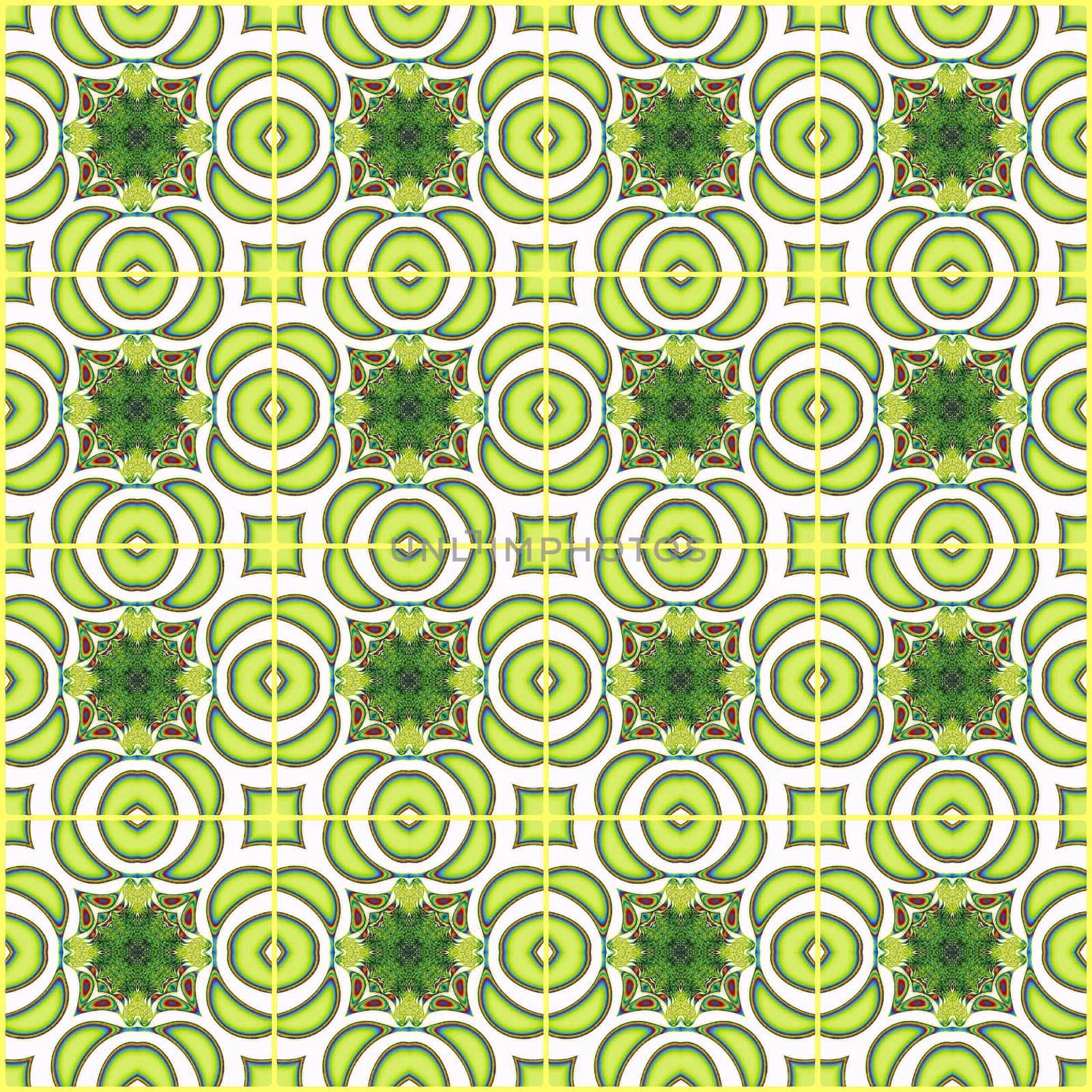 Digital computer graphic - seamless geometric ornament in a green colors for design.