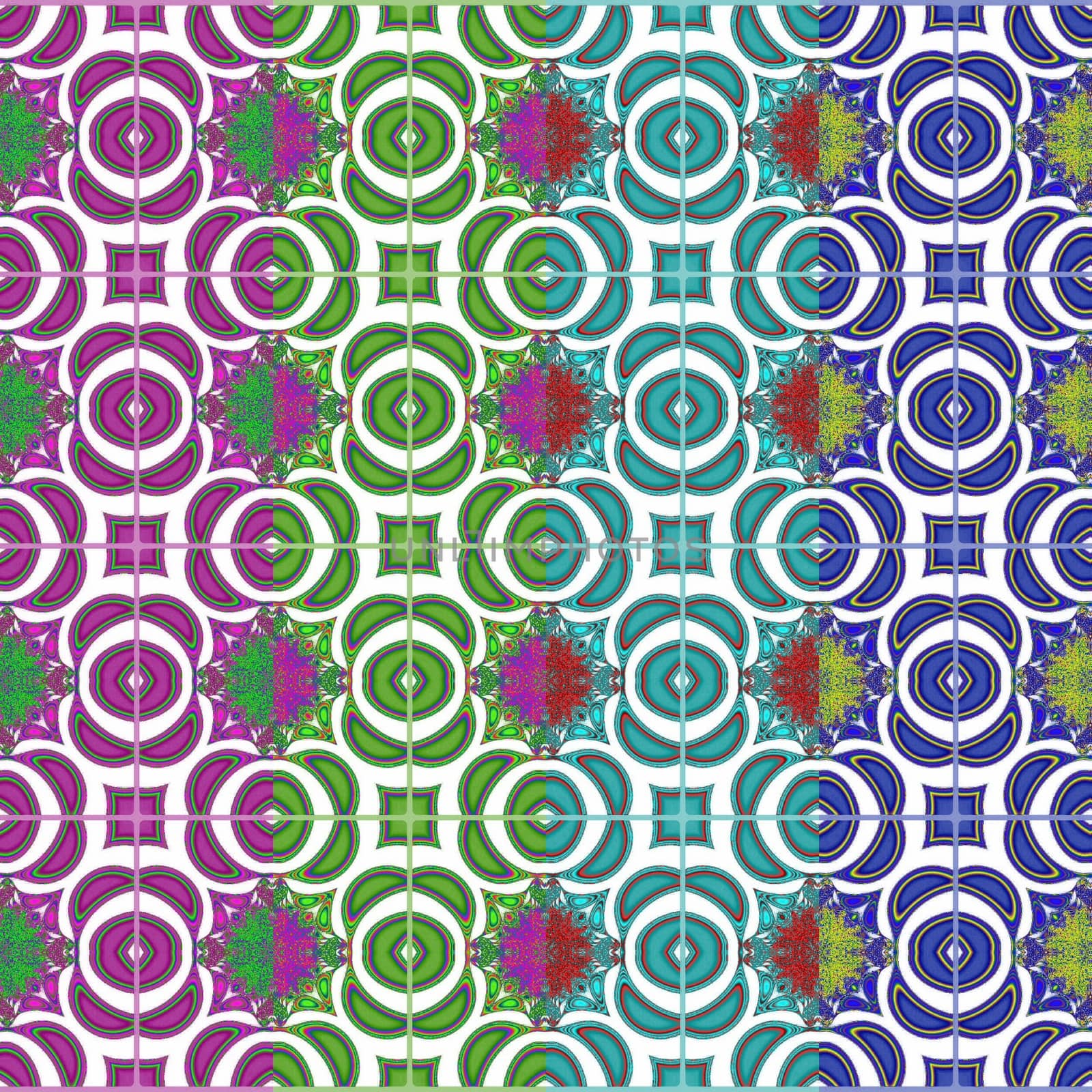 Digital computer graphic - geometric seamless ornament in a bright colors for design.