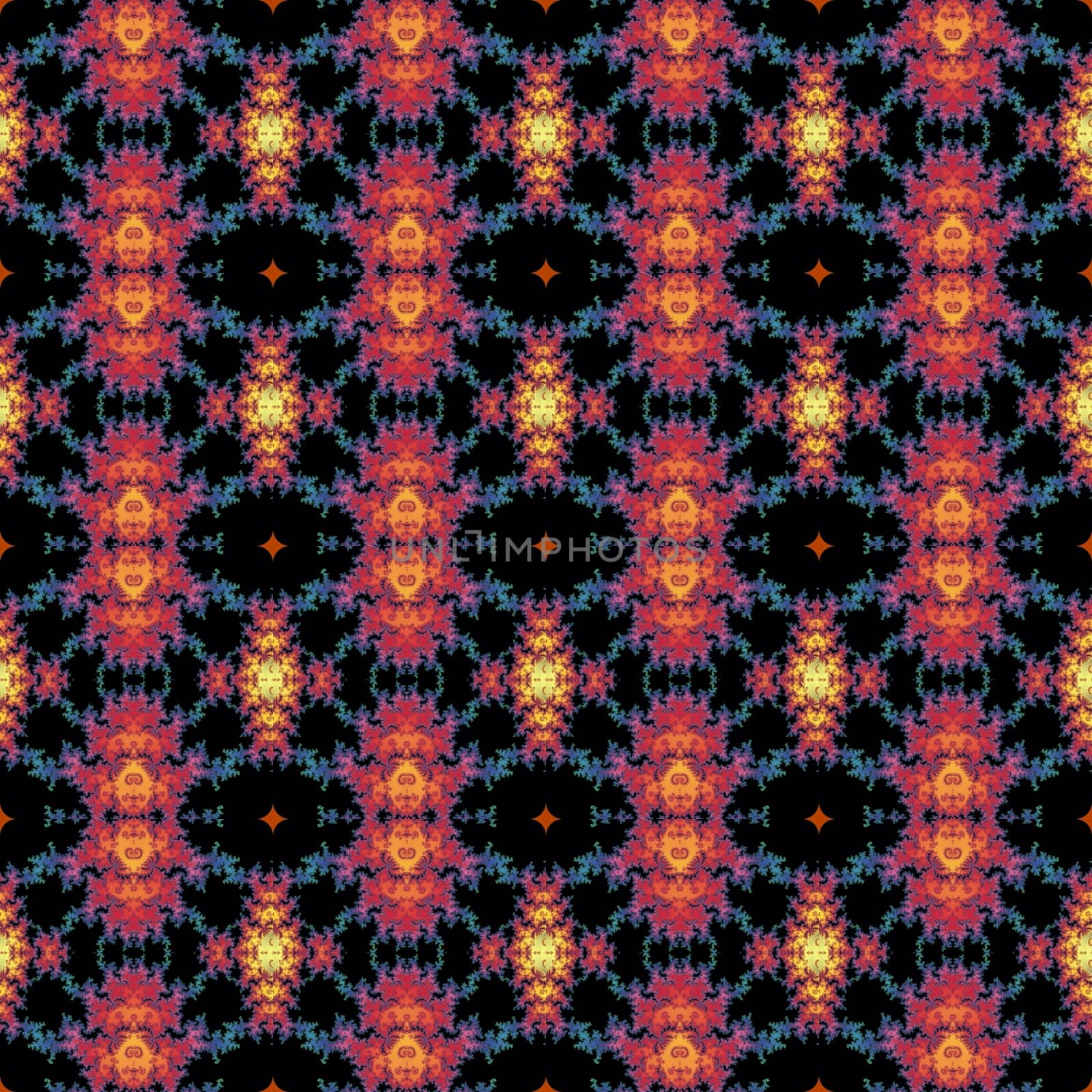 Digital computer graphic - seamless decorative ornament with fractal spirals in a red colors for design.