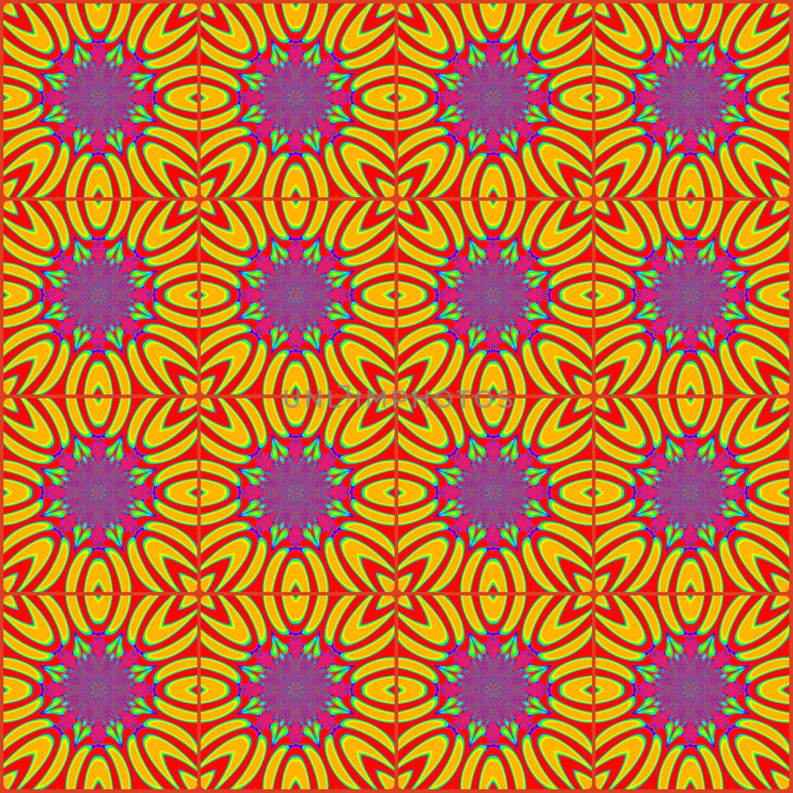 Digital computer graphic - geometric seamless ornament in a orange colors for design.