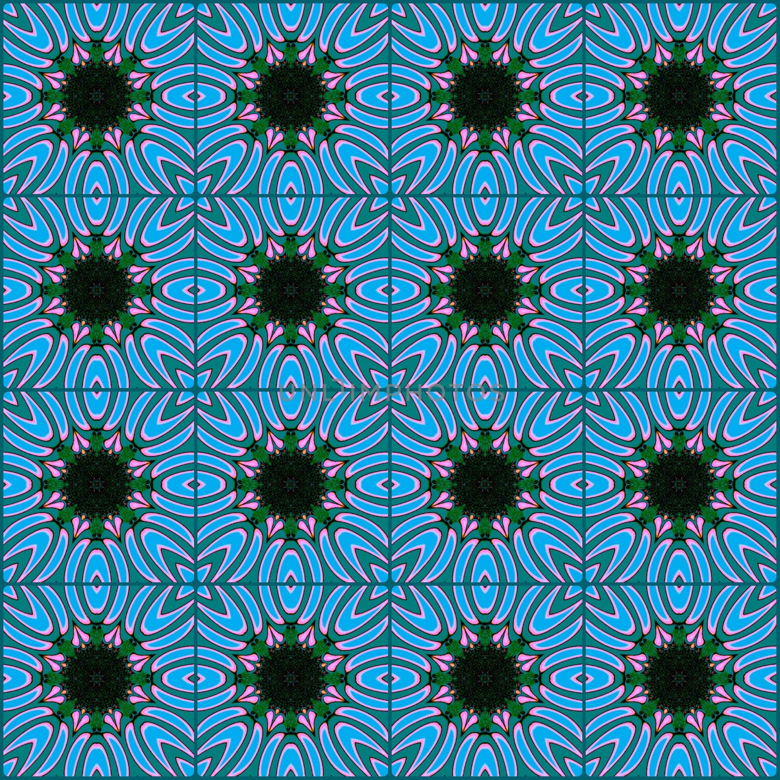 Digital computer graphic - geometric seamless ornament in a blue colors for design.
