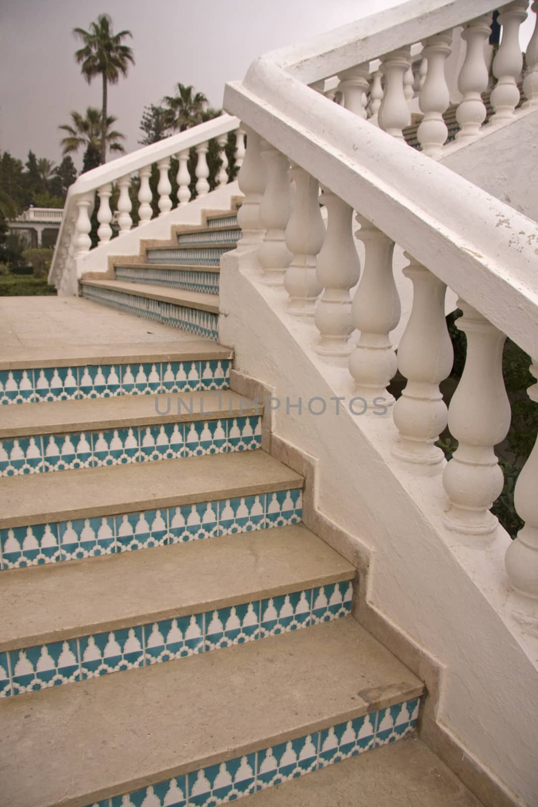 Decorated stairs in nice perspective, Tunisia