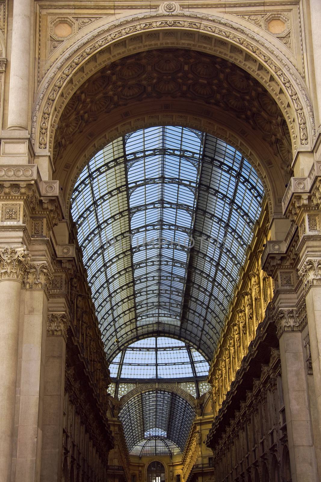 Building of the shopping center gallery Vittorio Emanuele in Milan, Italy.