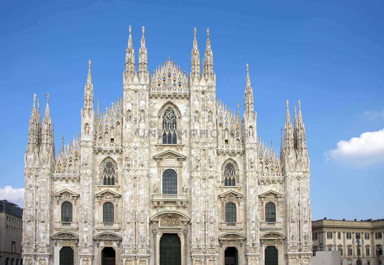 Facade of Duomo, cathedral in Milan, Italy