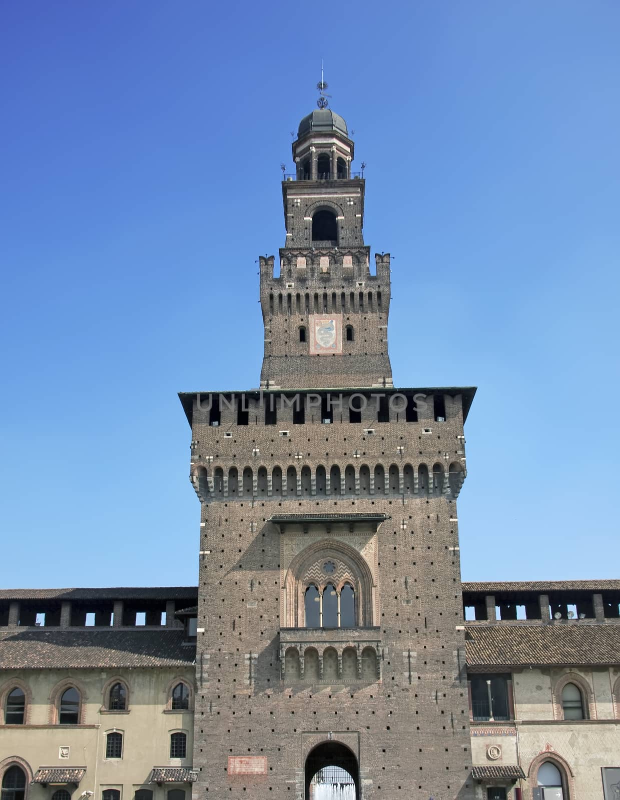 The entry tower to Sforza's castle in Milan by fotoecho