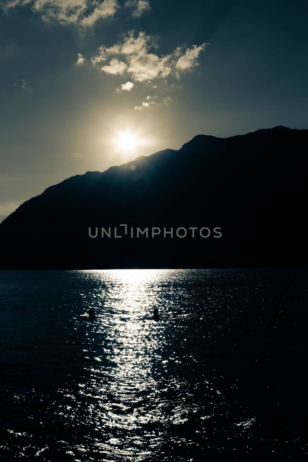 Mountain and lake in high Alps Austria