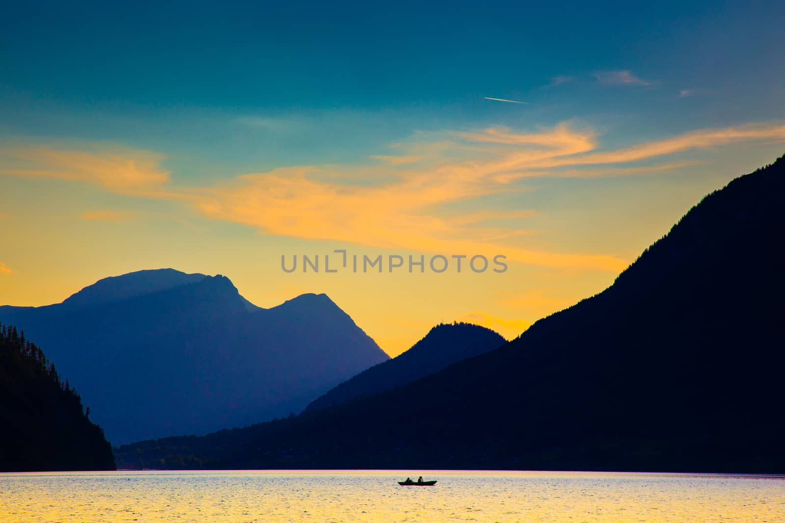 Mountain and lake in high Alps Austria