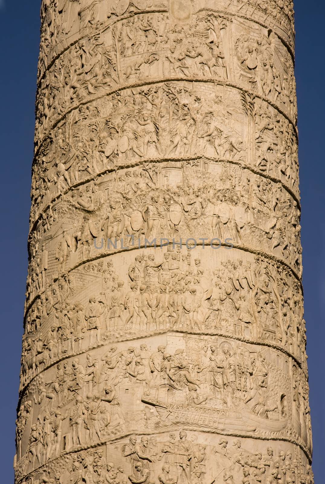 Trajan column or Colonna Traiana located in Trajan Forum in Rome, Italy