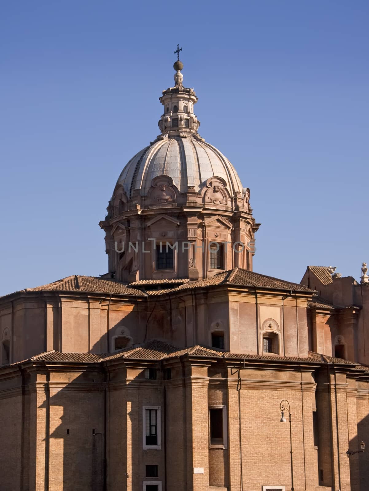 Dome of the church in Forum Romanum in Rome, Italy