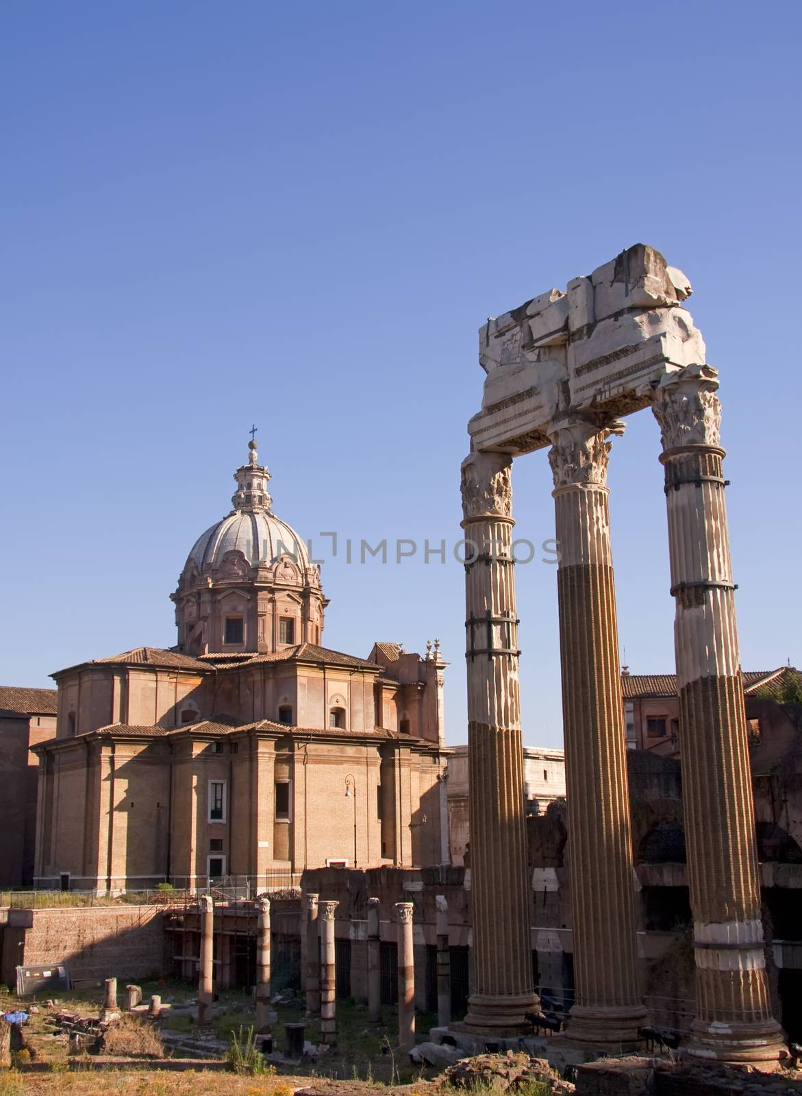 View with Forum Romanum in Rome, Italy