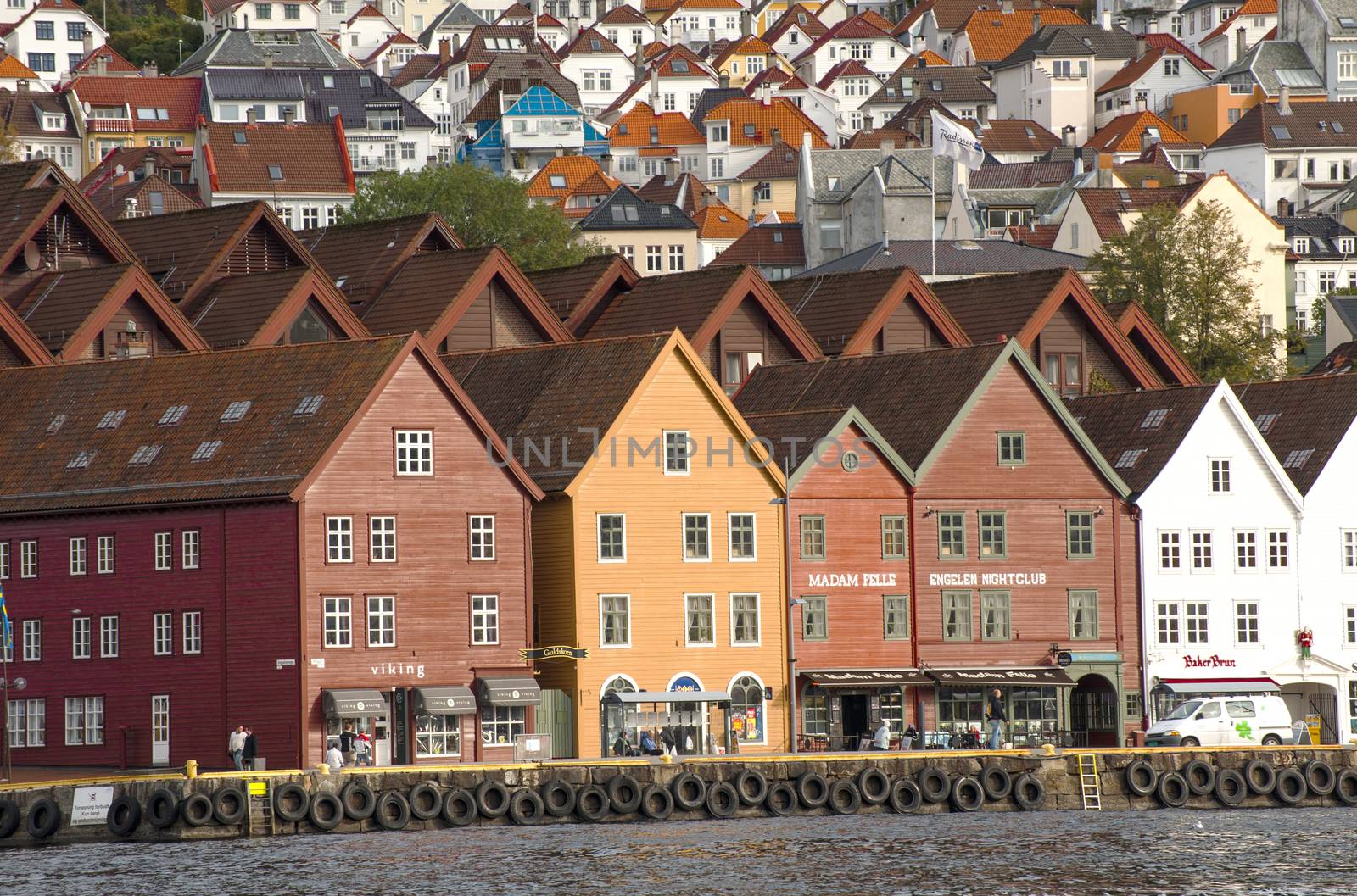 Bergen, Norway - October 14, 2010;  Bryggen in Bergen has become a symbol of our cultural heritage and has gained a place on UNESCO's World Heritage List. The old Hanseatic wharf is architecturally unique and is perhaps one of the most familiar image in all of Norway.