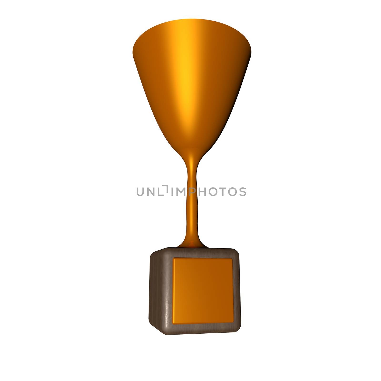 Golden Cup with label with number 1, 3d render