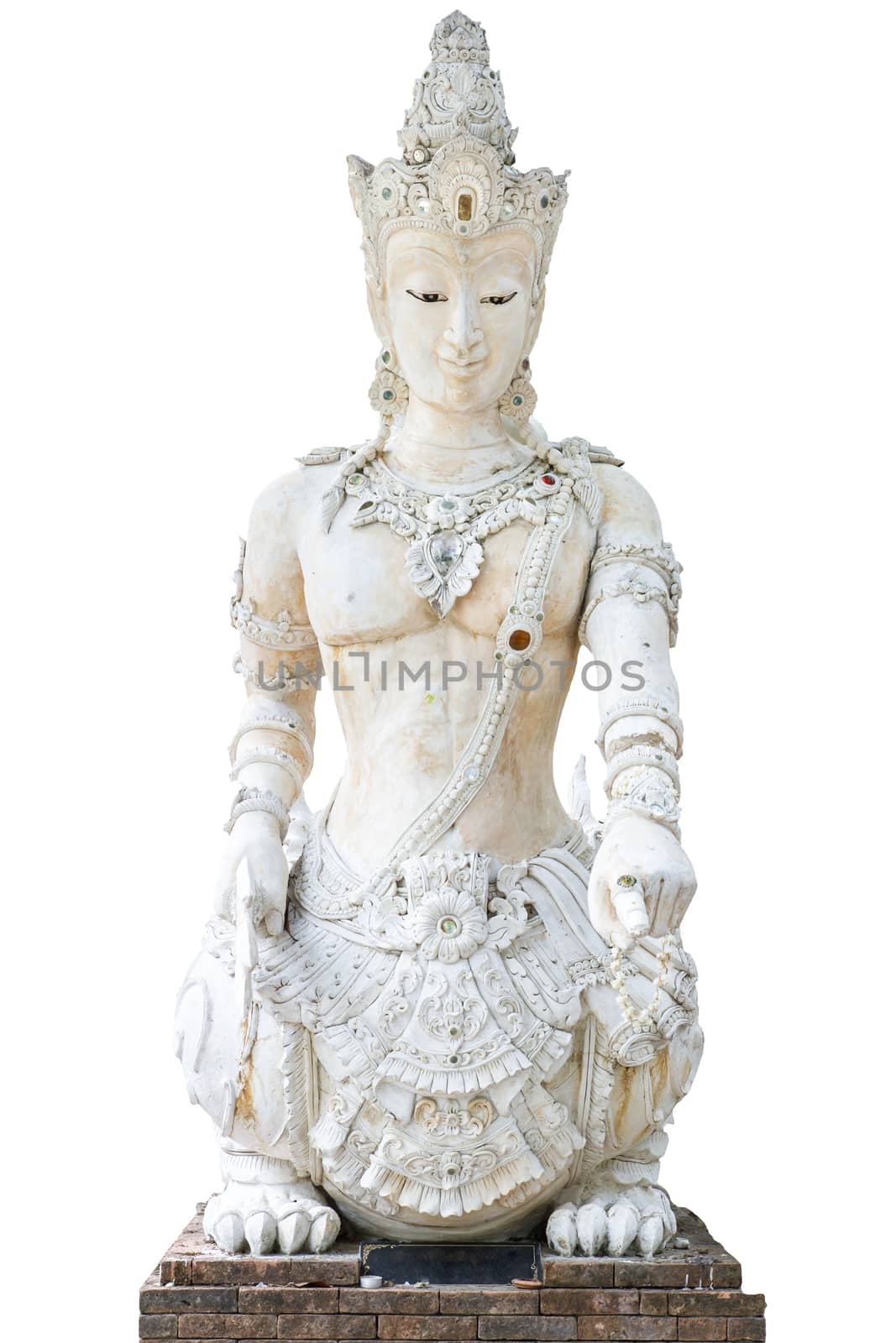 Front view of Thai ancient creature statue isolated on white background