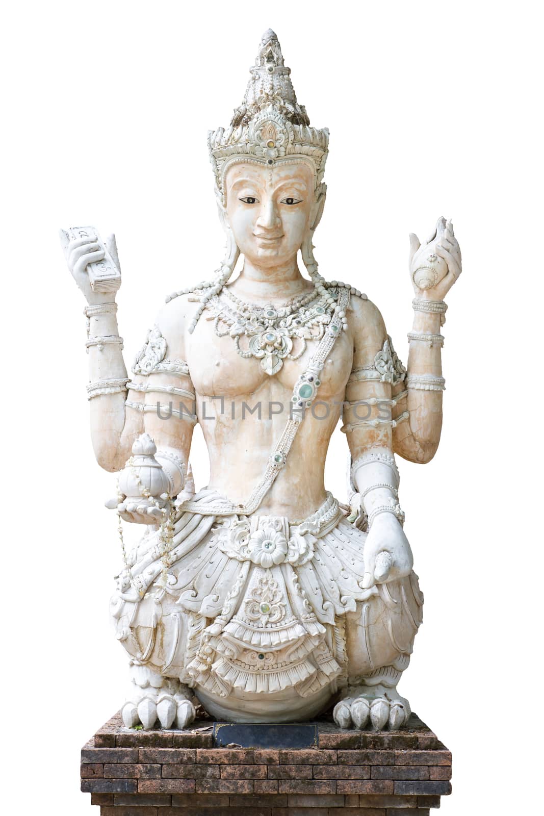 Front view of Thai ancient creature statue isolated on white background
