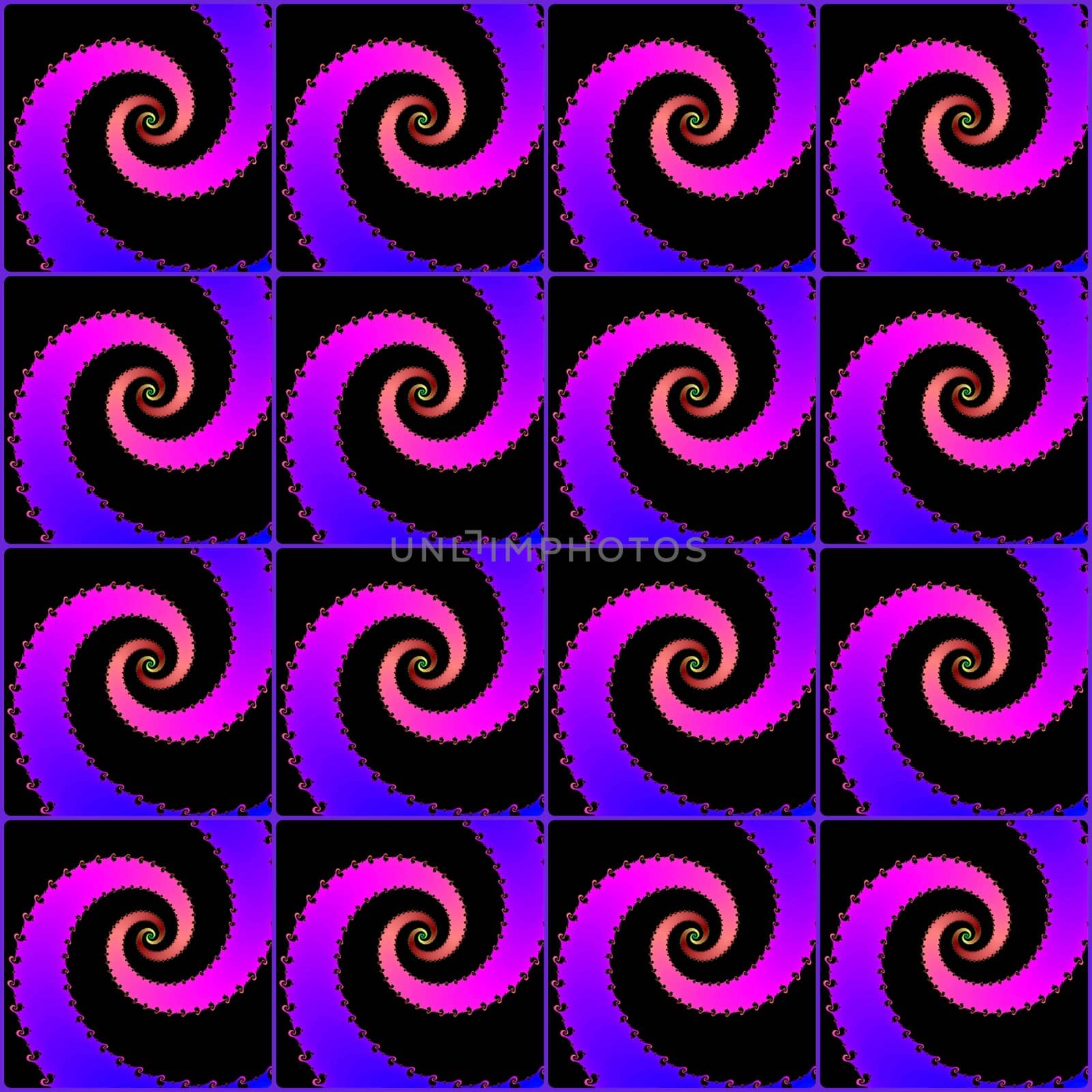 Digital computer graphic - seamless decorative pattern with fractal helix in a purple colors for design.