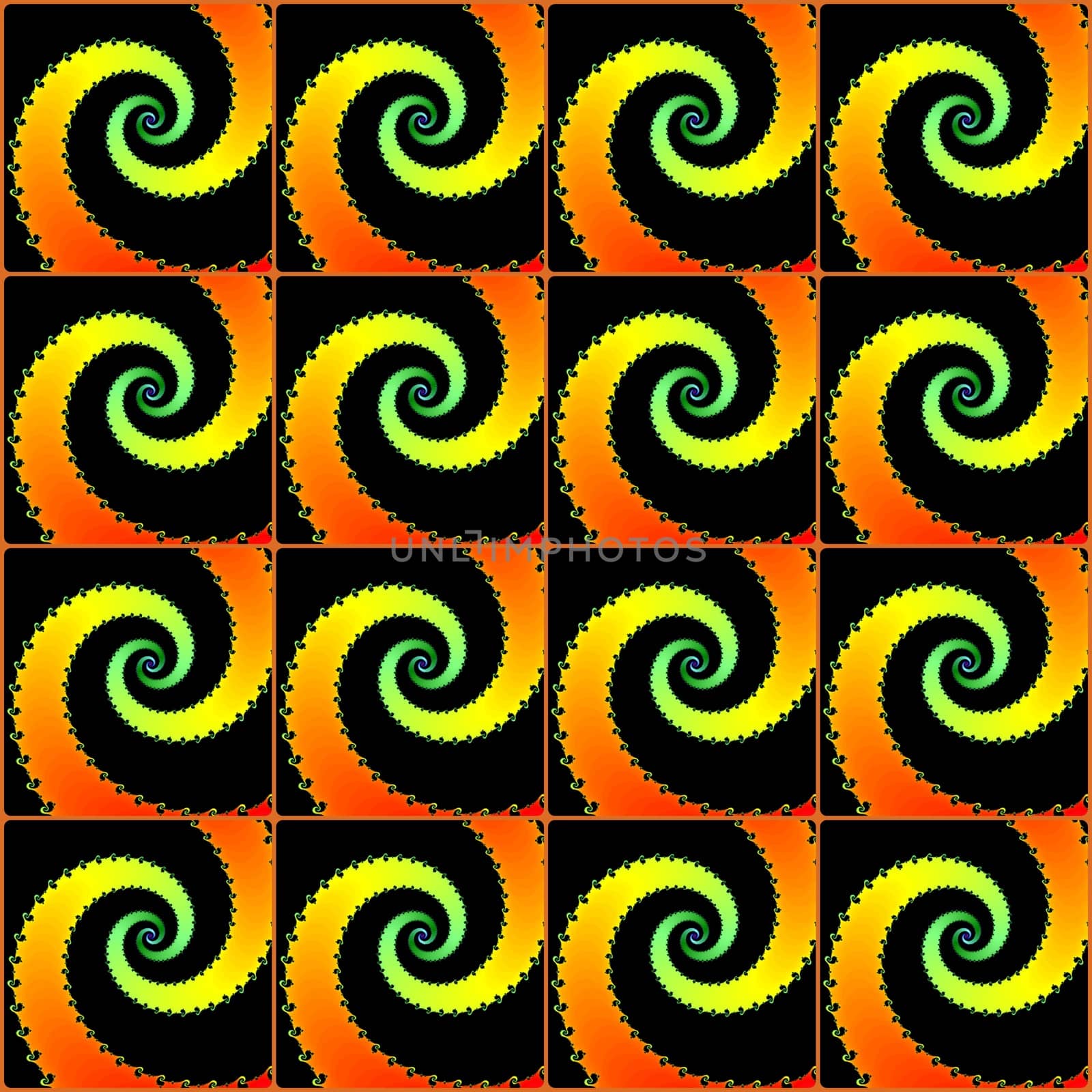 Digital computer graphic - seamless decorative pattern with fractal helix for design.