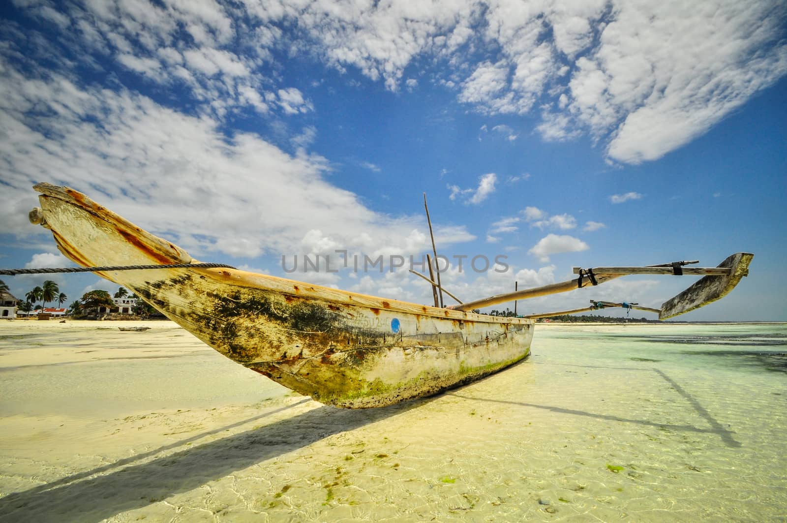 Zanzibar beach and coral rocks bule green ozean Tanzania