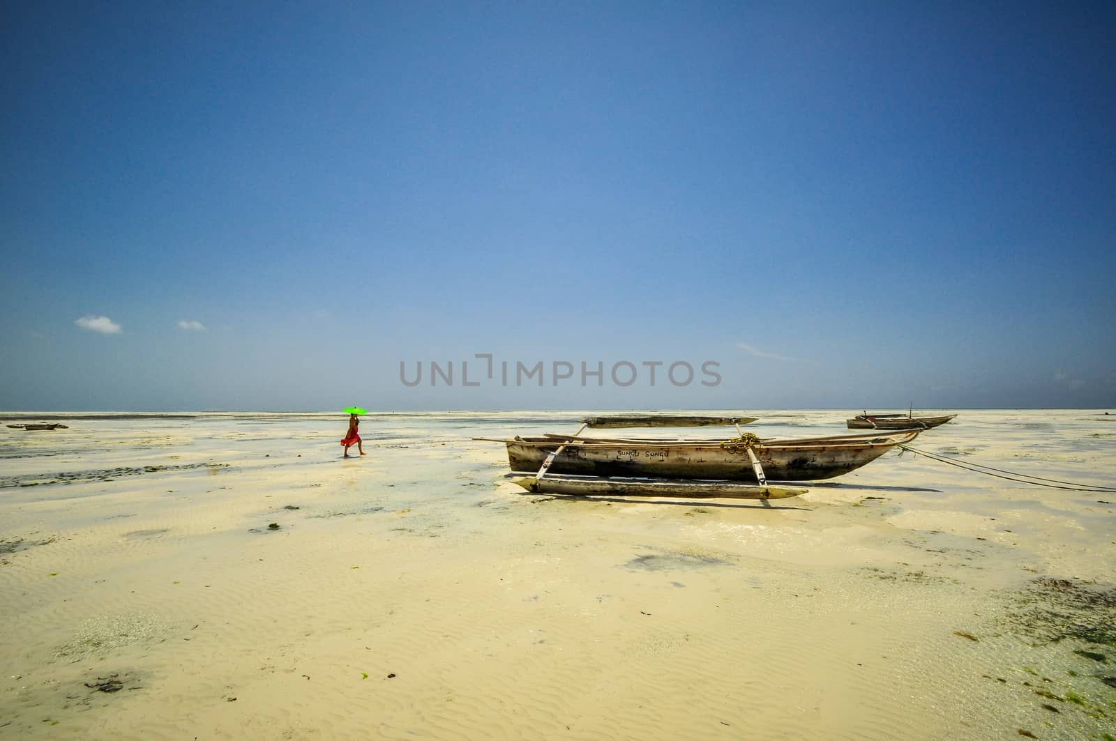 Zanzibar beach and coral rocks bule green ozean Tanzania