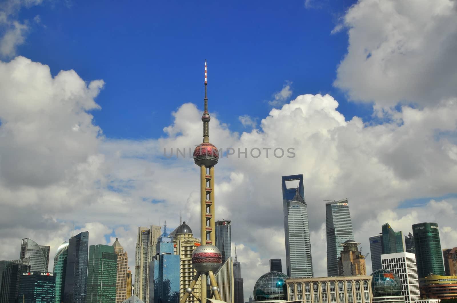 Shanghai, China - August 6, 2011: Cityscape Skyline taken from t by weltreisendertj