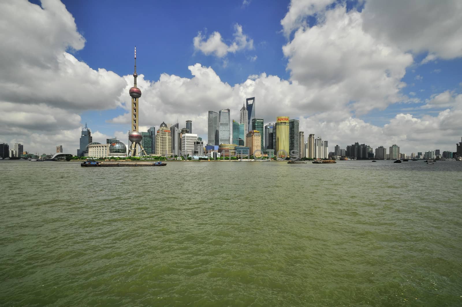 Shanghai, China - August 6, 2011: Cityscape Skyline taken from t by weltreisendertj
