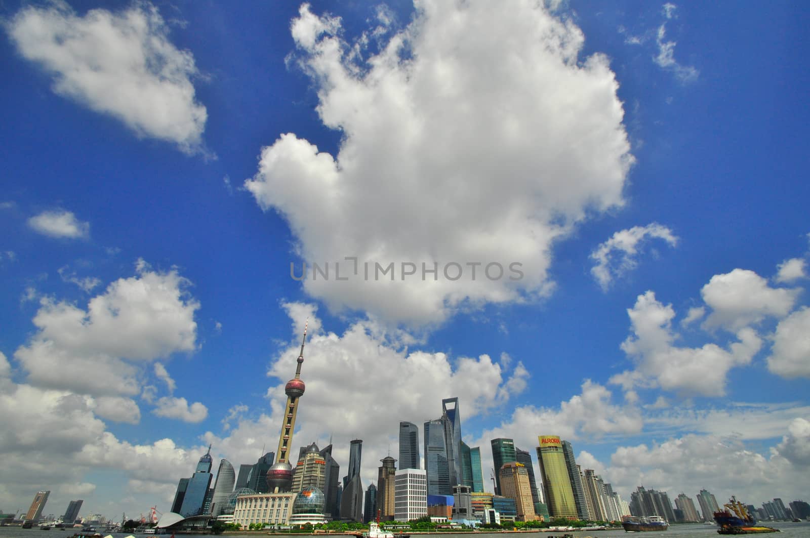 Shanghai, China - August 6, 2011: Cityscape Skyline taken from t by weltreisendertj