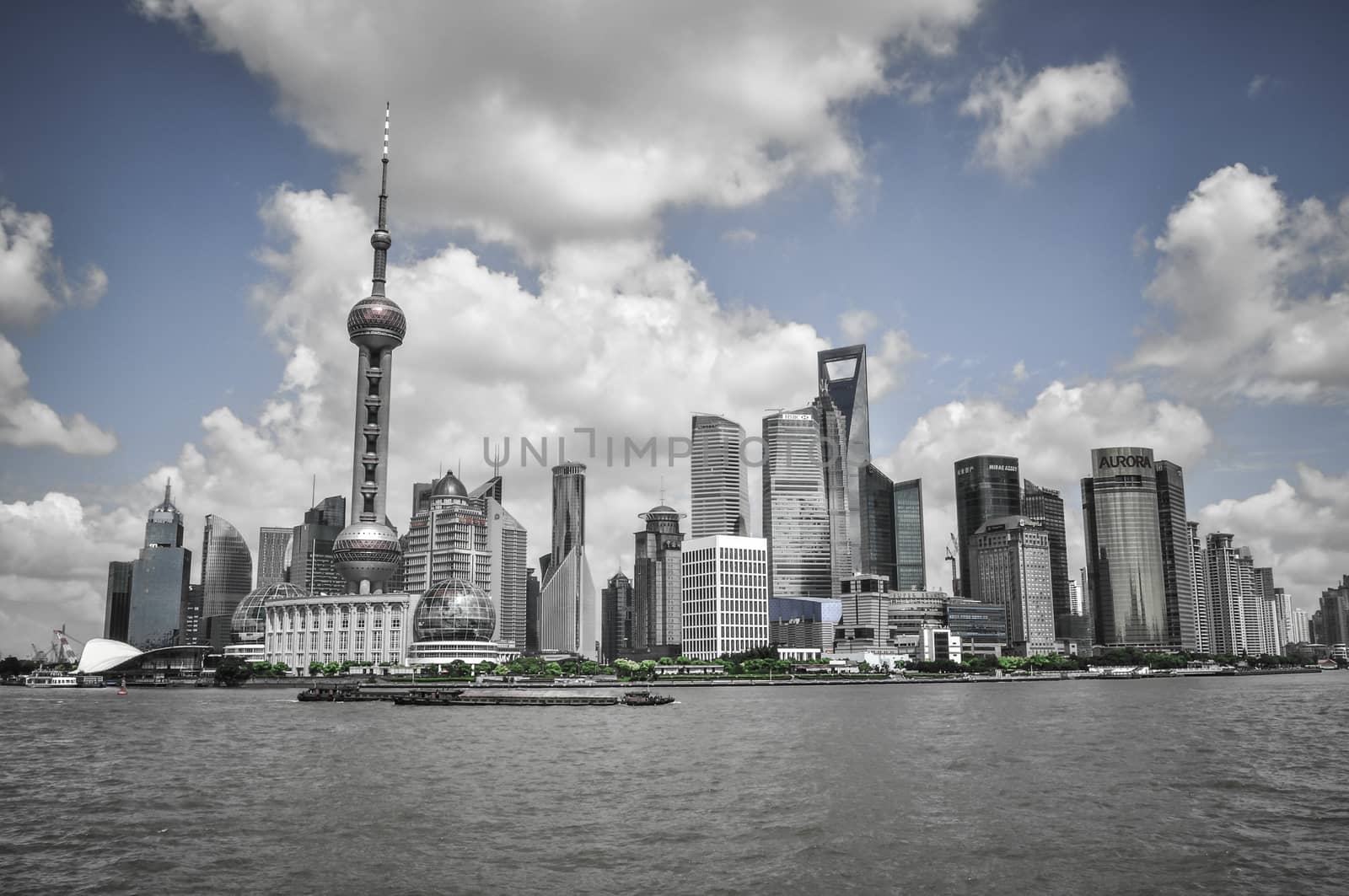 Shanghai, China - August 6, 2011: Cityscape Skyline taken from t by weltreisendertj