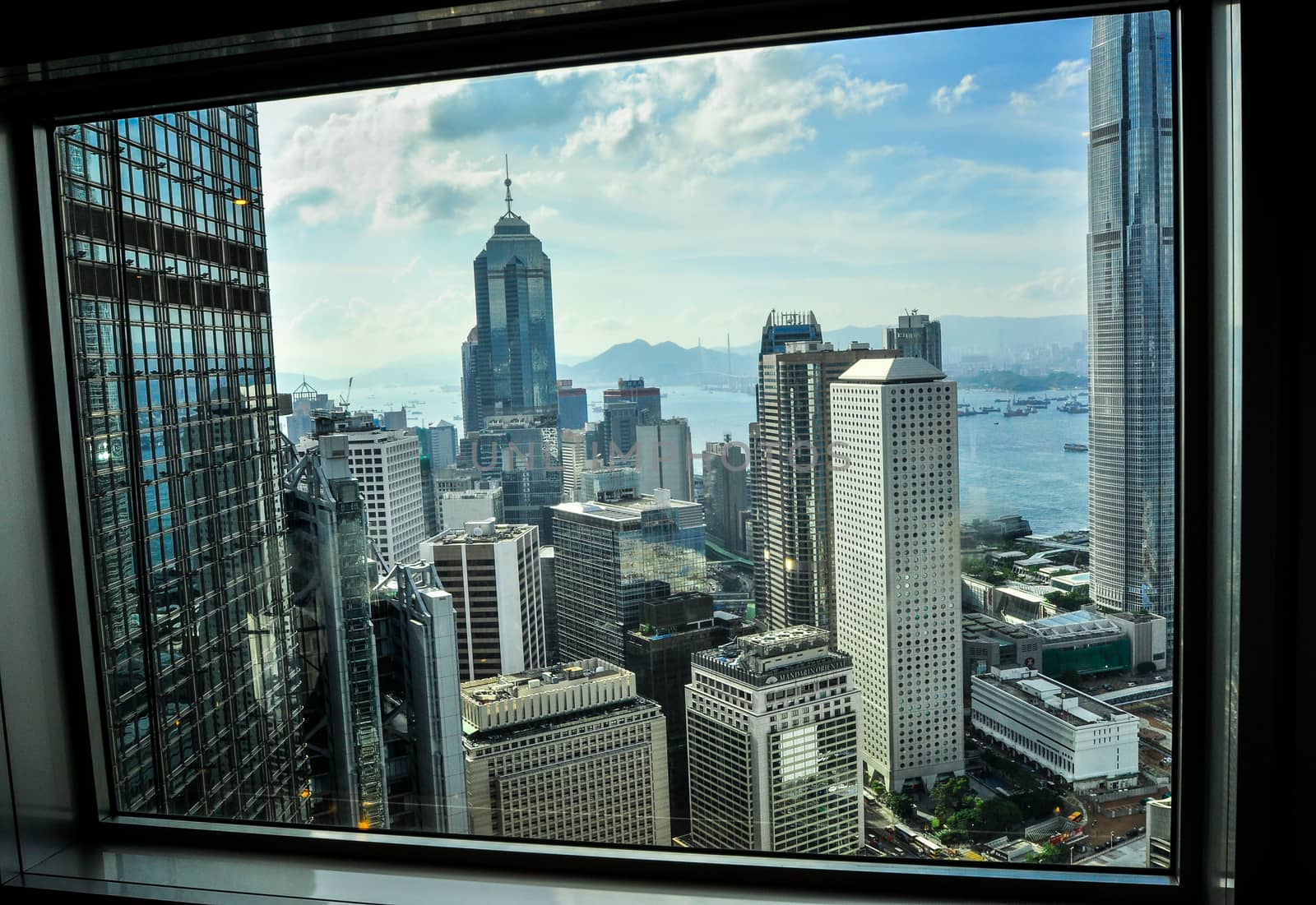 Hong Kong Bank Skysraper with blue sky by weltreisendertj