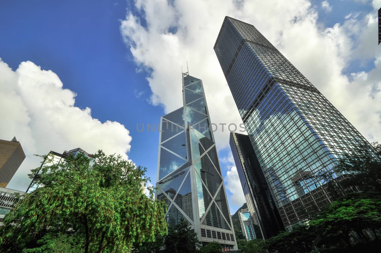 Hong Kong Bank Skysraper with blue sky, China