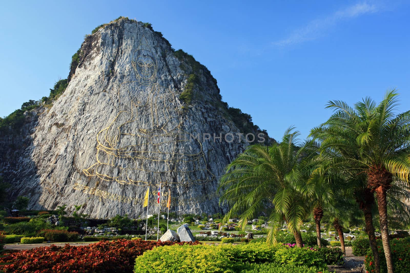 The most biggest buddha engraved with laser beam with 109 meters height. Stay at Chonburi, Thailand