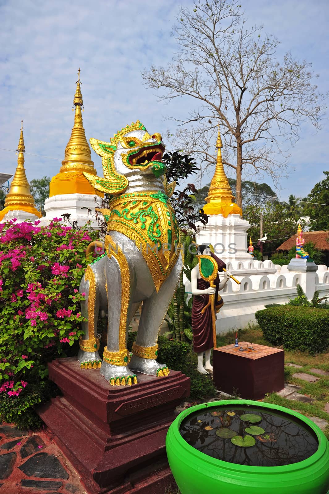 Singha statue in temple, Thailand