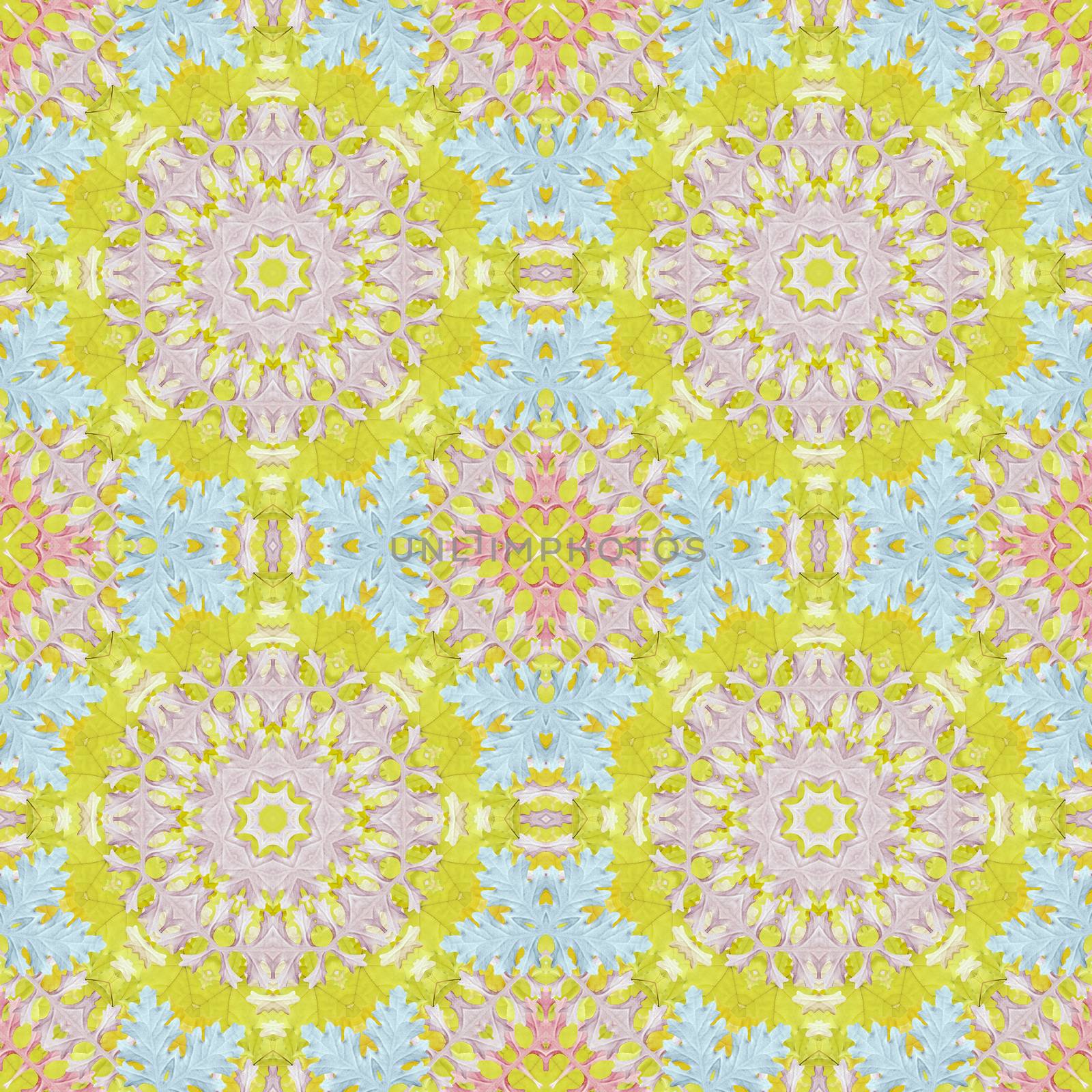Artistic background, abstract seamless floral pattern with colorful leaves of plants
