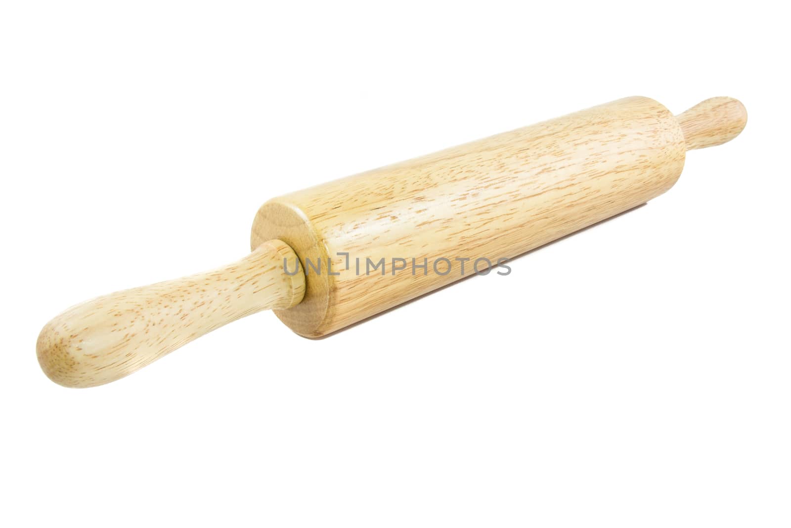 Wooden rolling pin isolated on white background