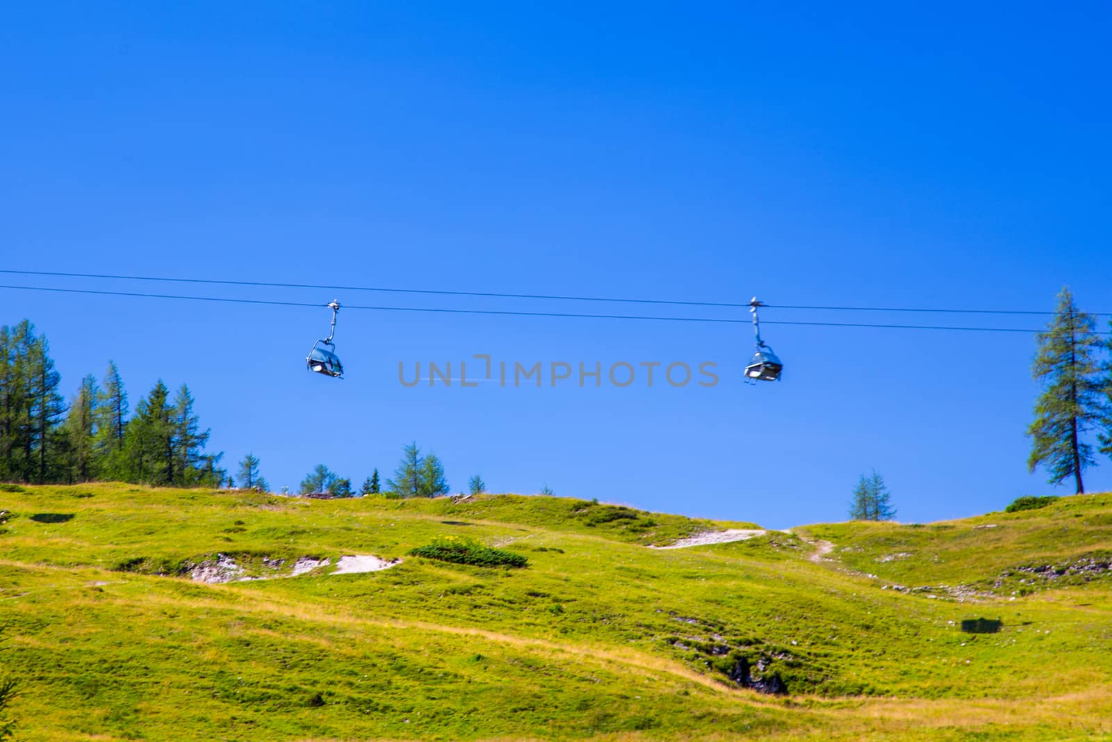 Modern chair lift in the high mountains Austria