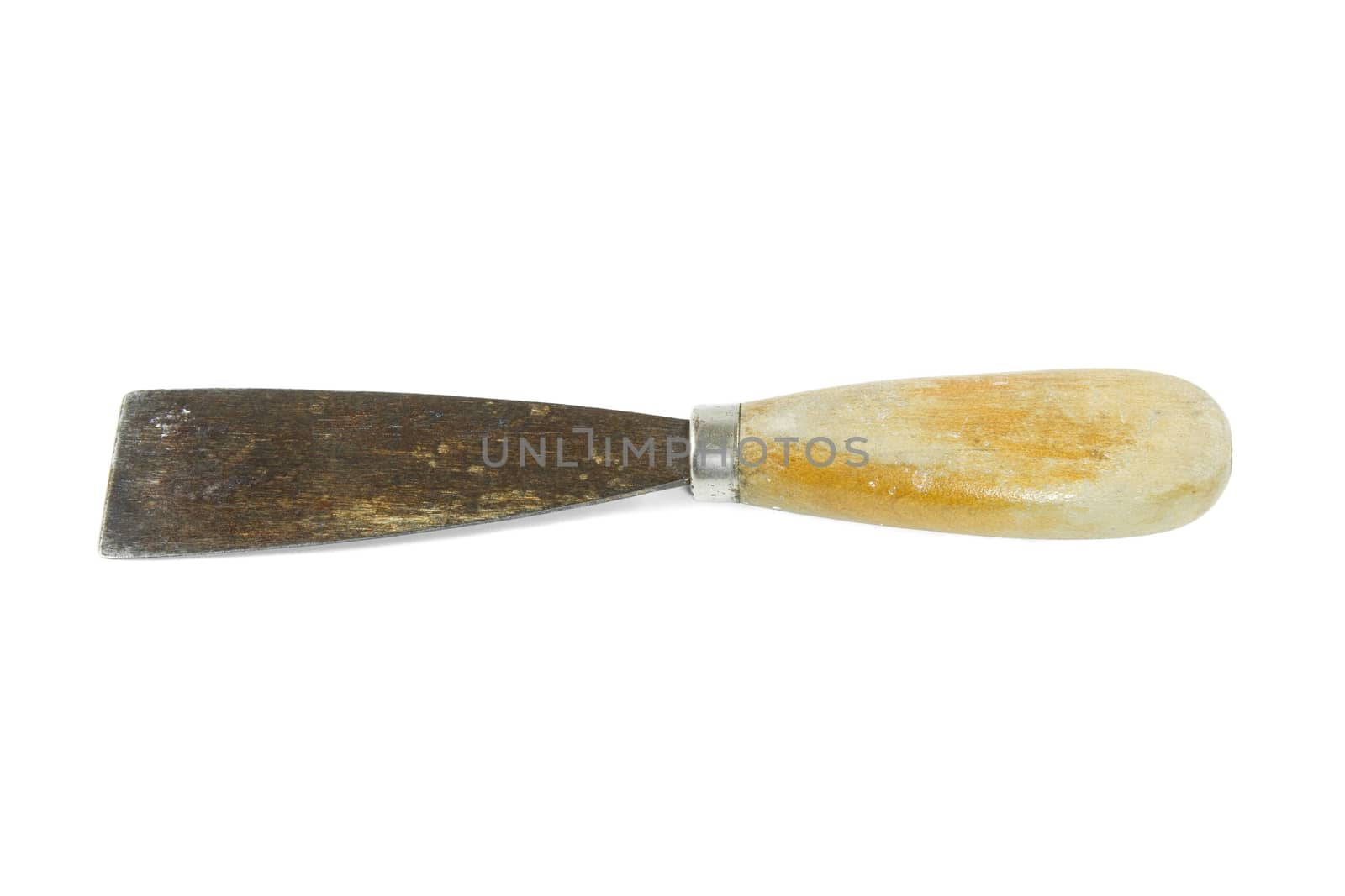 Trowel with wooden handle isolated on white background