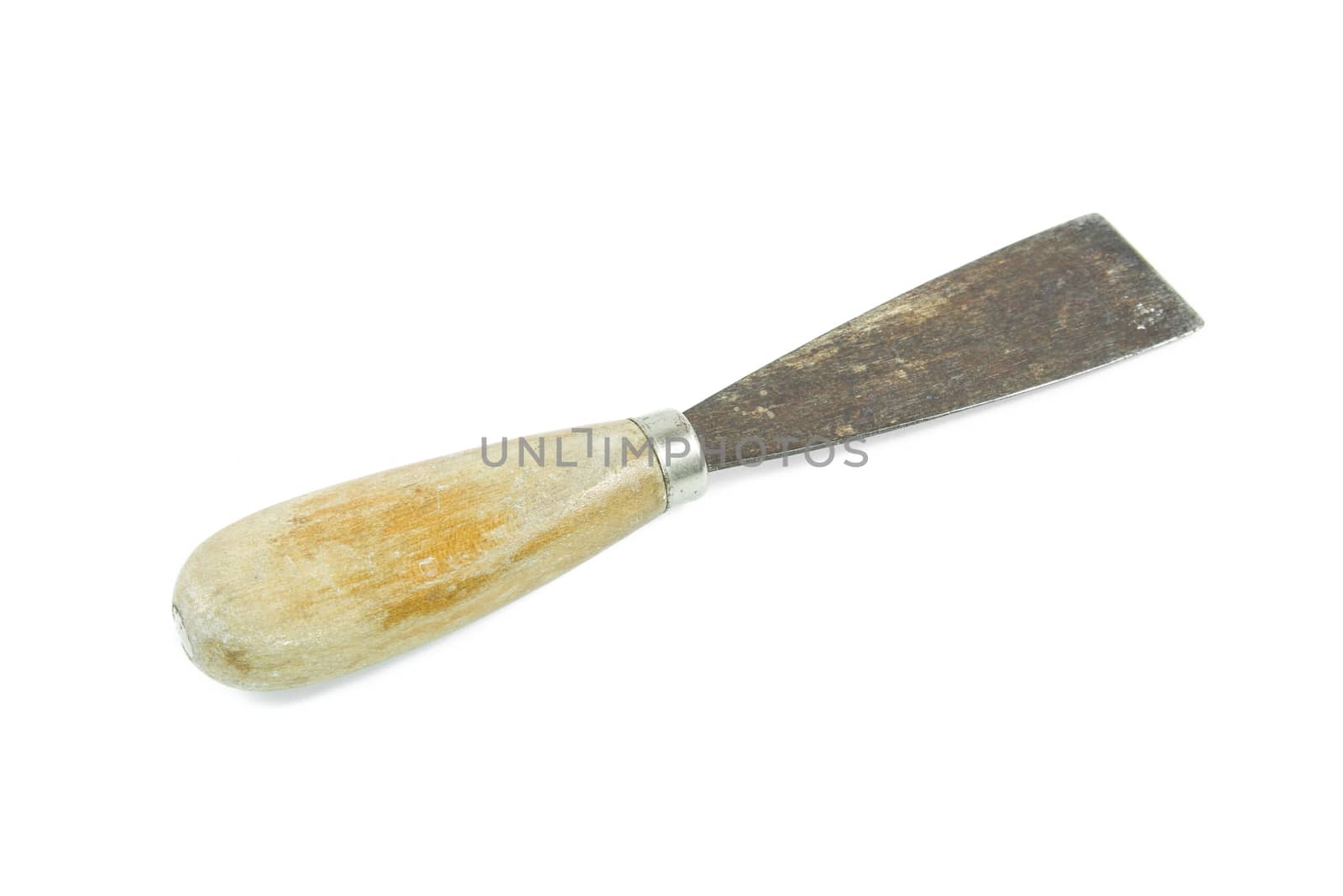 Trowel with wooden handle isolated on white background