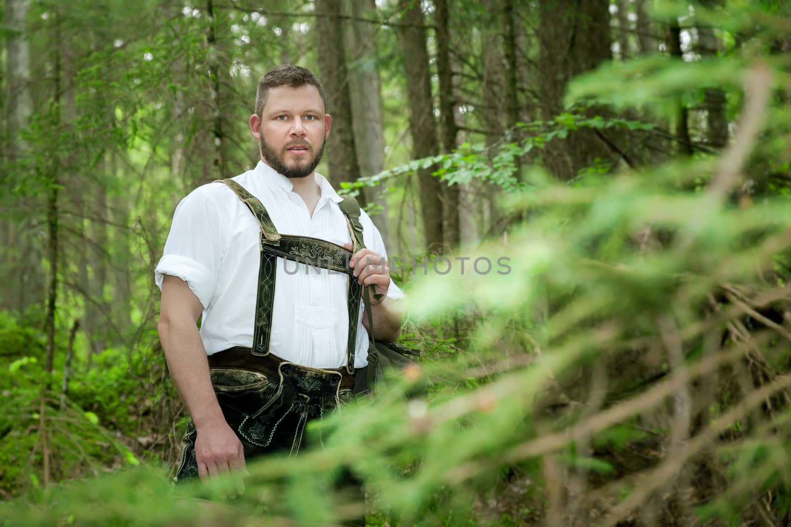 A traditional bavarian man in the nature