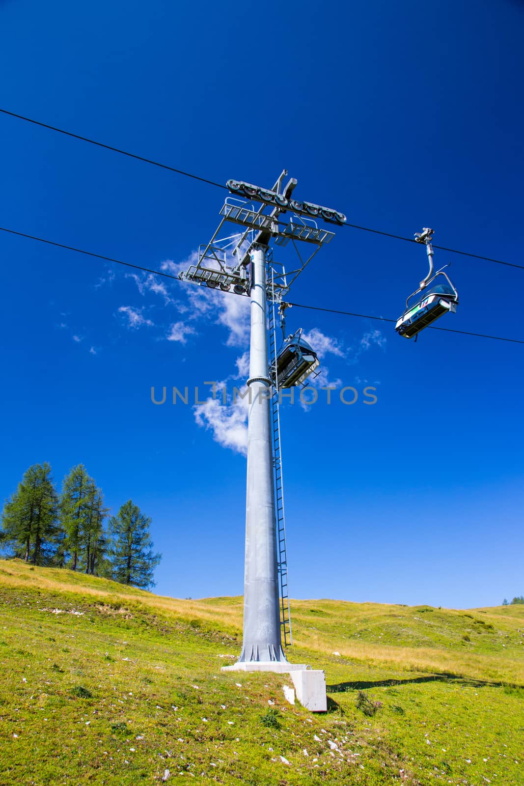 Modern chair lift in the high mountains Austria